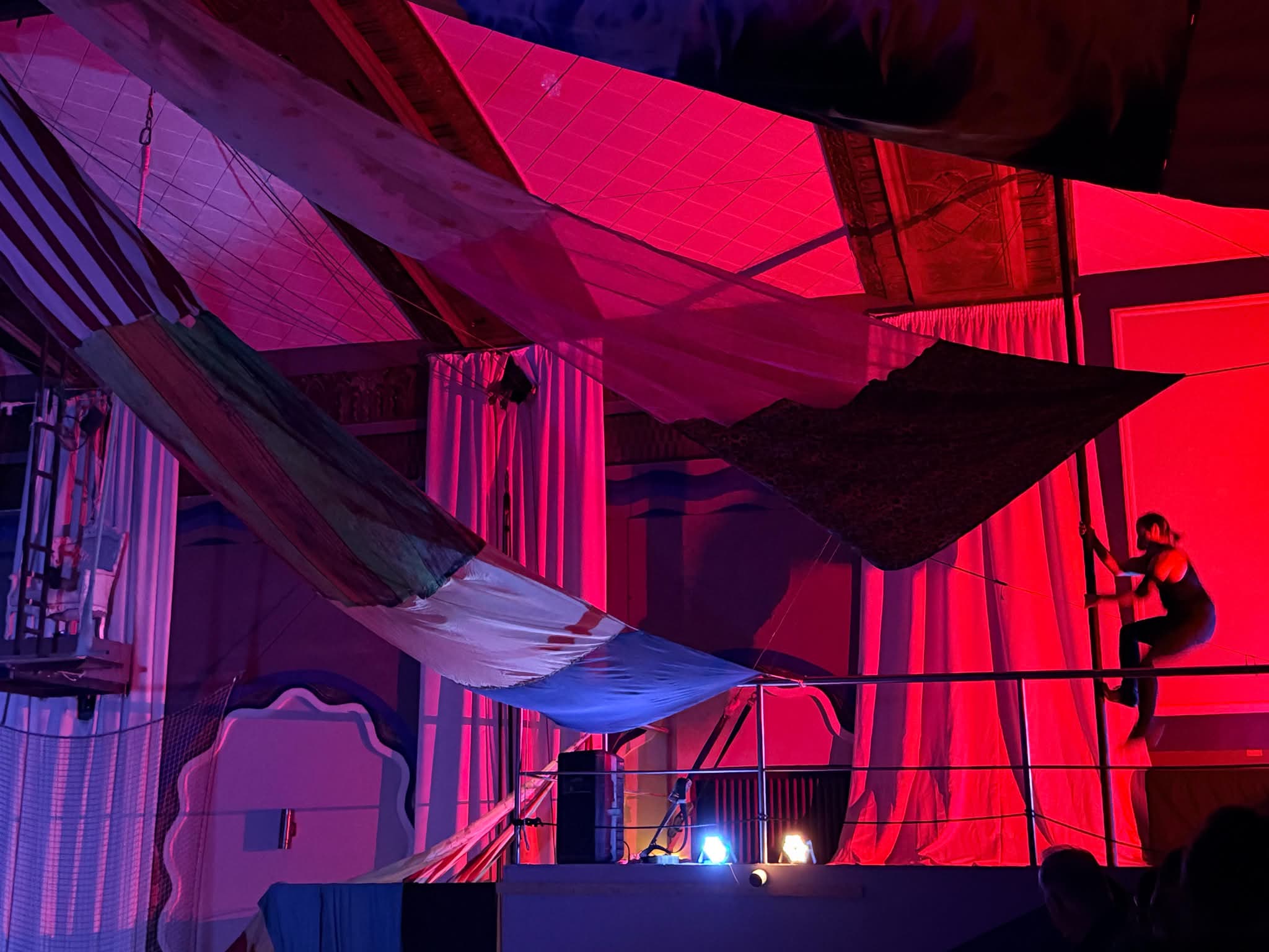 Aerial performer on pole
